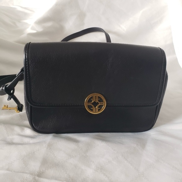 Fossil Purse Leather Jasmin Flap Crossbody Bag Black - Picture 5 of 13